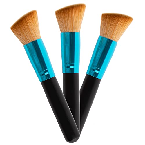 LUKILYZXA 3Pcs Flawless Foundation Brush, Soft and Compact Angled Brush Head, Contour Makeup Tools, Professional Kabuki Makeup Momma Brush , Easy to Mix and Evenly Apply Foundation, Concealer and BB Cream