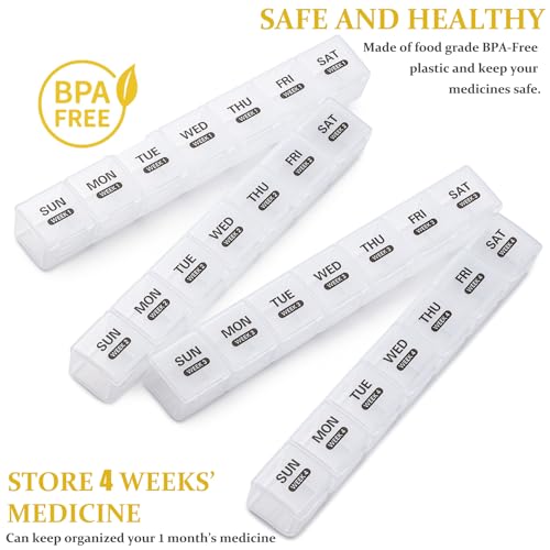 Image of Monthly Pill Organizer, 28 Day Pill Box 1 Time a Day with Dust-Proof Case, Large 4 Weeks a Month Pill Case Container, Daily Vitamin Case Box for Pills /Medicine /Fish Oil /Supplements(White)