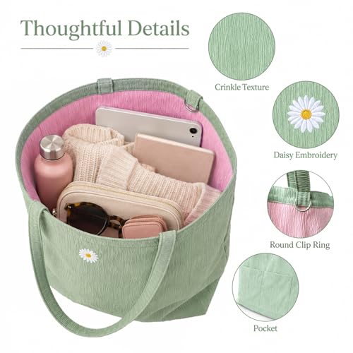 Bolso tote para mujer CYD, bolso de playa ligero y plegable en tonos pastel, con bolsillos útiles y diseño abierto, ideal para verano, viajes y uso diario miniatura 4