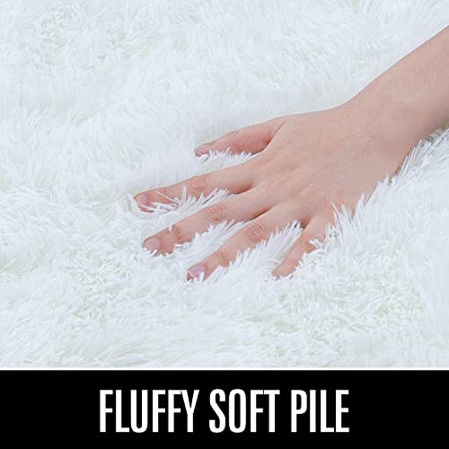 HOMORE Cream White Rugs for Living Room 5x7 Fluffy Area Rug Modern Shag Rugs for Bedroom, Super Soft and Comfy Kids Room Rugs, Cute Carpets for Nursery Girls Home Dorm Decor, Ivory