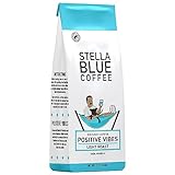Stella Blue Fresh Ground Coffee - Positive Vibes Blend - 100% Arabica LIGHT Roast - Ethically & Sustainably Sourced from Central America - Helps Support PAWS Chicago - 12 ounce Bag