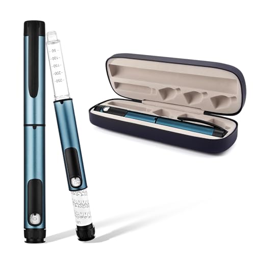 80 Unit Peptide Pen Injection, Reusable Metal V1 Pen for 3ml Cartridges with an Adjustable Dose Dial, Featuring Clear Graduations, Include Protective Case (Blue)