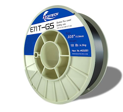 NICETECH, Gasless Flux Cored Welding Wire, Carbon Steel, E71TGS. 035-Diameter, 10 Pounds Spool, Silver, Package of 1