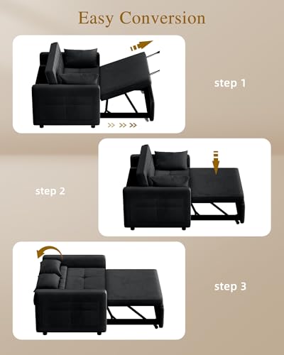 Yitahome MAYIHJU70I 55 Inch Convertible Sofa Bed, Velvet Sleeper Sofa With Pull-Out Bed thumb #2