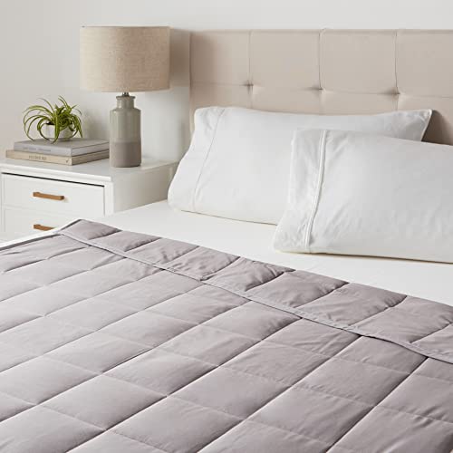 Amazon Basics Couverture lestée en coton, toutes saisons, 5,5 kg, 150 x 200 cm (grand lit/Queen size), gris foncé