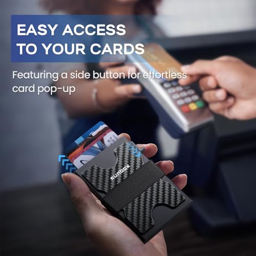 Image of RUNBOX Slim Wallet for Men, RFID Aluminum Pop-Up Card Holder for 12 Cards | Minimalist Front Pocket Design, Elastic Cash Strap, RFID Protection, Gift for Men on Birthdays, Father's Day, and Christmas