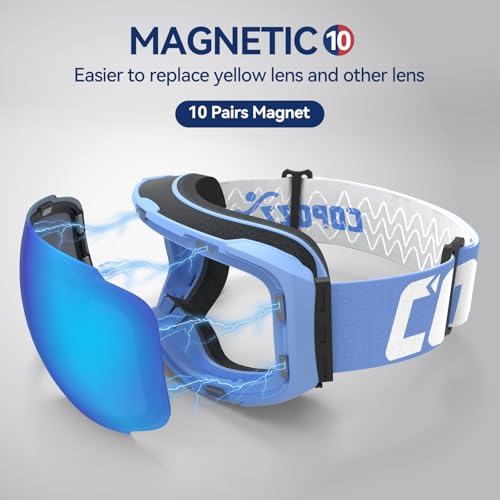 COPOZZ Ski Goggles, G2 Magnetic Snowboard Goggles, Polarized OTG UV400 Skiing Goggles for Options - Thumbnail 2