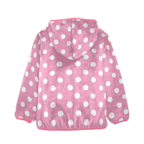 Polka Dots Toddler Fleece Jacket Baby Girls Hooded Zipper Long Sleeve Thick Warm Outerwear 3-10 Years2