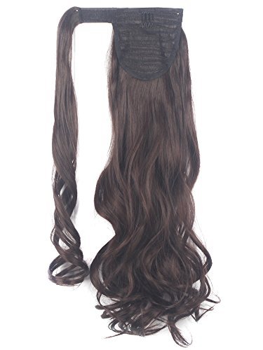 Lelinta 18" Wavy Curly Wrap Around Ponytail Extension For Woman Synthetic Hair Extension, 18 Inch-Curly, Medium Brown-Curly #TOP2