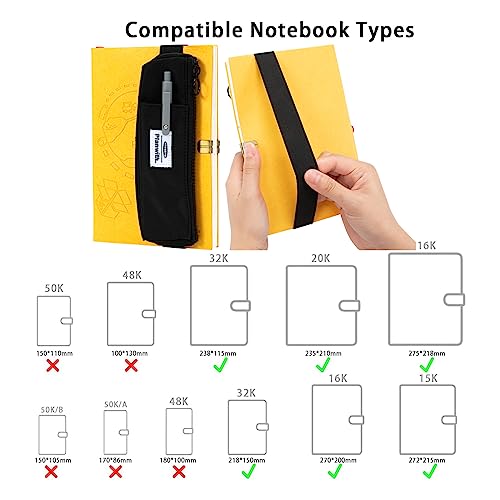 Small Pencil Case, Pen Holder For Notebook, Pen Pouch with Adjustable Elastic Band, Pen Case Book Pouch for Journals, Slim Pencil Case Makeup Bag Hold Multi Pens for Office School Stationary Supplies - Image 6