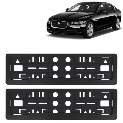 Image of KINGSWAY XE Car Number Plate Frames for All 2016 to 2018 Models of Jaguar Car Registration Plate Holders, Black Licence Plate Covers (Front and Rear), Universal Size 51.5 x 14.5 cm