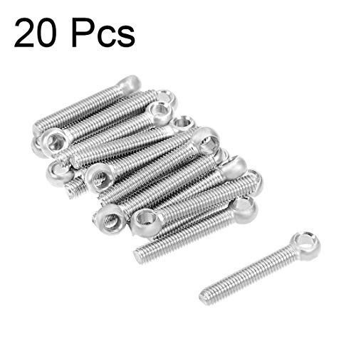 Image of uxcell M5 x 30mm 304 Stainless Steel Machine Shoulder Lift Eye Bolt Rigging 20pcs