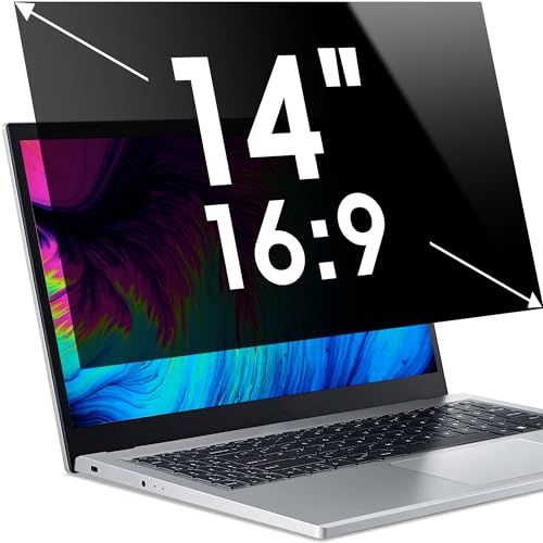 Laptop Privacy Screen 14-inch 16:9, 2-Pack - 30° Clear View, Privacy Outside, Adhesive & Slide-On Install, Comprehensive Eye Care with Blue Light & UV Filter, Anti-Glare.