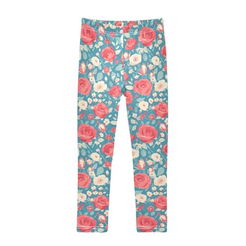 KLL Red Rose Toddler Baby Girl Active Leggings Soft Full Length Yoga Pants Gym