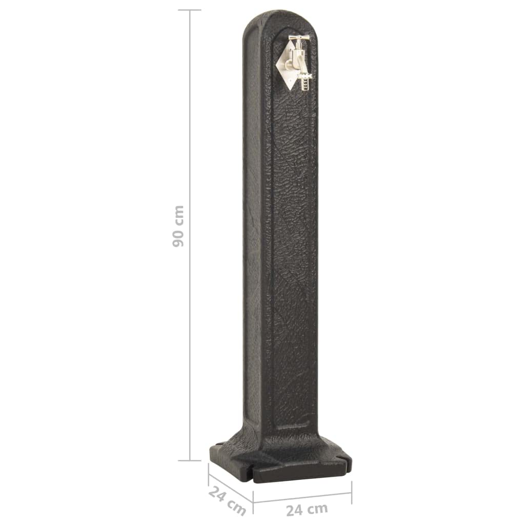 Columna de grifo de agua antracita con aspecto de piedra, de plástico HDPE, 90 cm de alto, con grifo de ½ pulgada y conexión de manguera para sistema de riego, jardín, balcón, terraza