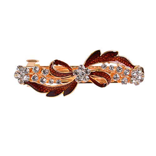 Sankuwen Women Rhinestone Decor Hair Clip Barrette Beauty Tools(Coffee)