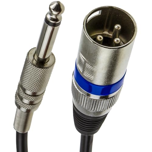 kenable Instrument Cable XLR 3 Pin Male to 6.35mm Mono Jack Plug Lead for Microphones Audio Equipment 3m Black