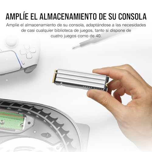 Corsair MP600 Elite 4 TB M.2 PCIe Gen4 x4 SSD NVMe para PS5 – Disipador Térmico Incluido – M.2 2280 – Lectura Secuencial de hasta 7.000 MB/s – NAND 3D TLC de Alta Densidad – Blanco - imagen 3