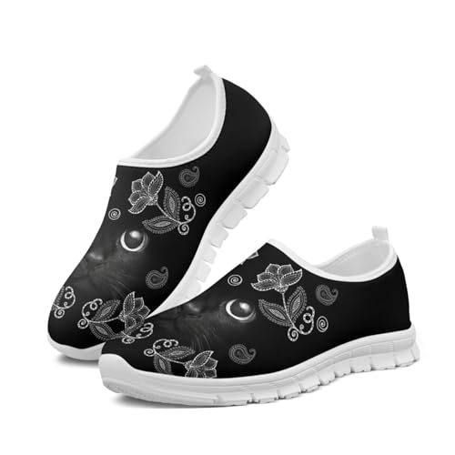 JoyLamoria Womens Floral Skull Print Low Top Lightweight Walking Shoes Girls Go Easy Travel Shoes Art Comfy Sneakers3