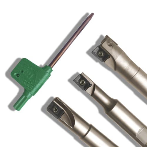 Image of 3 Pieces 1 /2 inch Shank 90 Square Shoulder Indexable End Mill Set with APKT1003 Carbide Inserts, 3 /8 inch, 1 /2 inch, 5 /8 inch Cutting Diameter 3 inch Length