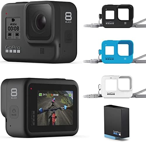 GoPro HERO8 Black + Lanyard + Extra Battery - E-Commerce Packaging - Waterproof Digital Action Camera with Touch Screen 4K HD Video 12MP Photos Live Streaming Stabilization