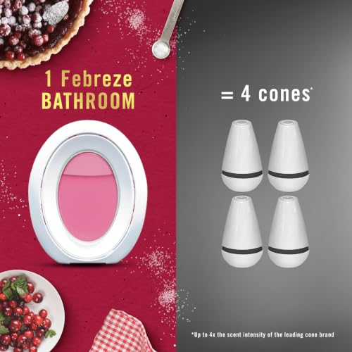 Image of Febreze Odor-Fighting Bathroom Air Freshener for Small Spaces, Cranberry Crumble and White Pine & Juniper Berry Scent, 4 Count