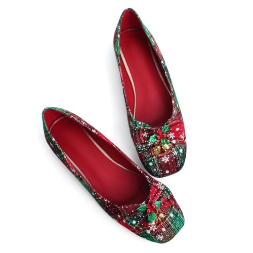 Image of ChaiRong Zhou Women Square Toe Ballets Flats Comfort Slip On Walking Shoes for Driving