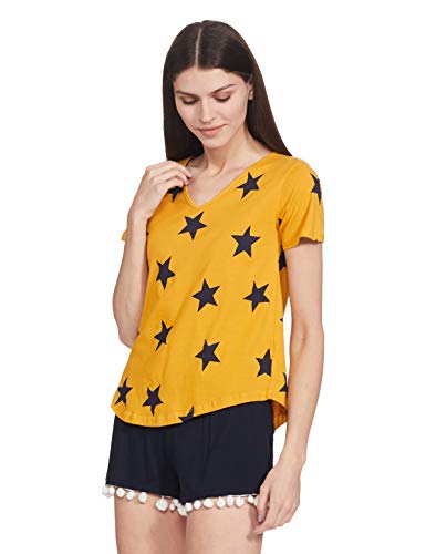 Image of A.T.U.N. (ALL THINGS UBER NICE) Women's Cotton Relaxed Fit Sleepwear Set | Tees with Shorts Set
