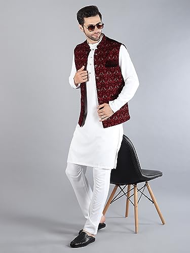 Image of Uri and MacKenzie Men's Silk Blend Kurta Pajama with Designer Ethnic Nehru Jacket /Modi Jacket