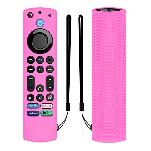ETUZI Silicone Full Wrap Remote Case Compatible with Amazon Basics Smart LED TV Remote Shockproof Cover with Loop (Rose Pink)