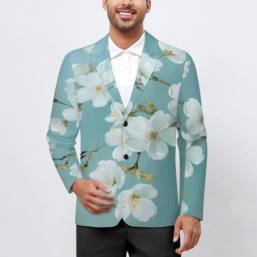 Cherry Flower Branch Mens Casual Blazer Button Suit Jacket Lightweight Sport Coat for Work Business2