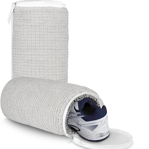SODVOIMOS Shoe Cleaning Bag,Shoe Washing Bag For Washing Machine,Laundry Bag For Shoes,Fluffy Fibers 360° Wrap-Around Cleaning,Reusable Washer Shoe Bag For All Shoe Types And Sizes (Light Grey 2 pcs)