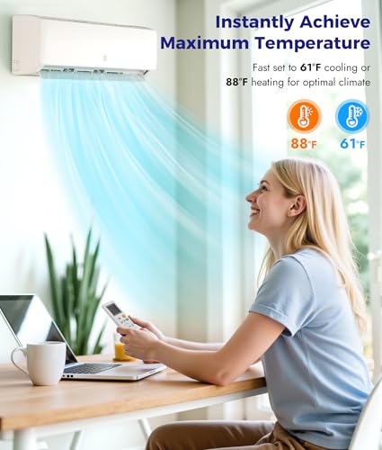 Image of 9000 BTU Mini Split AC /Heating System - Ductless Mini Split Air Conditioner with Heat Pump, 19 SEER2, 115V Energy Efficient, Covers Up to 450 Sq. Ft.