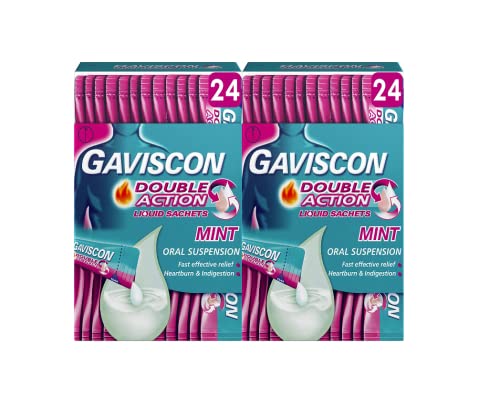Gaviscon Double Action Heartburn & Indigestion Relief Mint Flavour Liquid Sachets 10ml Pack of 48