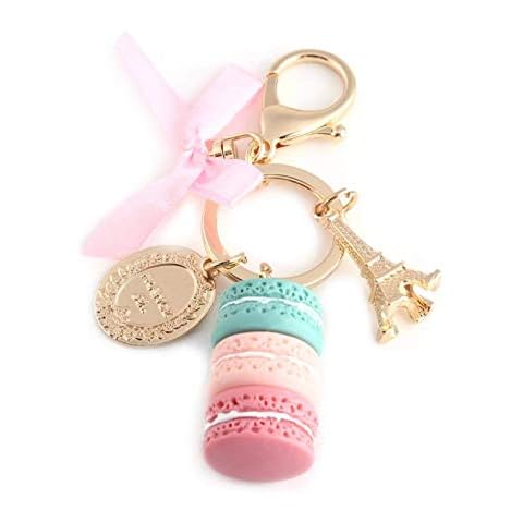Mootea Keychain Keyring, Colorful Cute Crystal Alloy Eiffel Tower Macaroon Keychain Keyring Bag ,Pendant Car Charm Decoration(Rose red)(Green) Cover