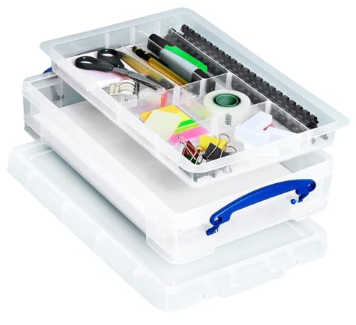 Really Useful Plastic Storage Box 4 Litre Clear with Office Tray
