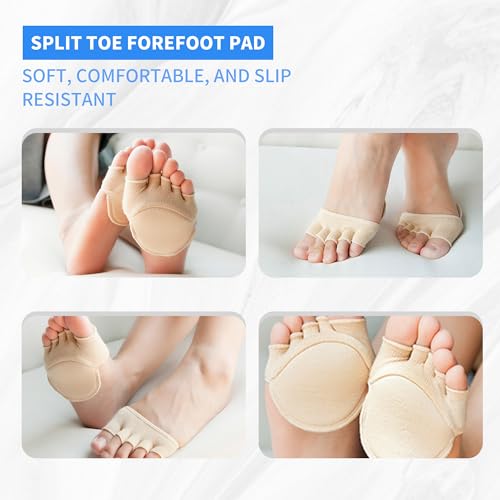 Image of SooGree 2Pairs Toe Topper Half Socks - Ball of Foot Cushions, Forefoot Pads for Women No Show Socks