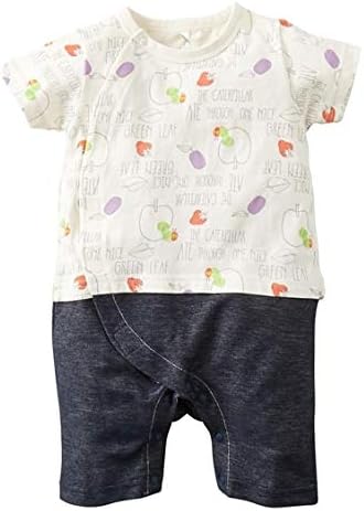 Amazon Co Jp Nissen ニッセン ロンパース カバーオール はらぺこあおむし ベビー カバーオール ツーウェイオール はらぺこあおむし デニムニット切替え 半袖カバーオール ベビー服 子供服 男の子 女の子 アイボリー系 60 服 ファッション小物