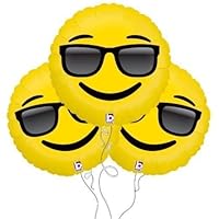 Too Cool Sunglasses Emoji Helium Foil Balloons 3 Pack 18 Damask Yellow by oakwood