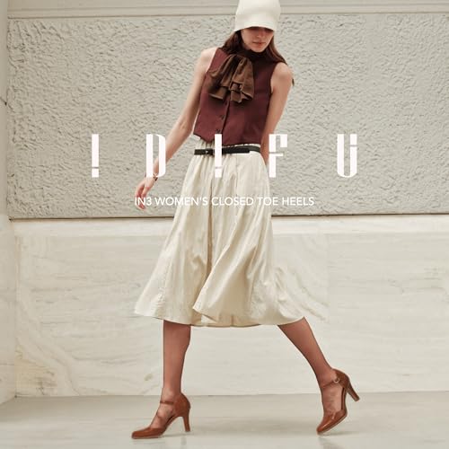 Image of IDIFU IN3 Closed Toe Chunky High Heels Comfortable Dress Shoes for Women