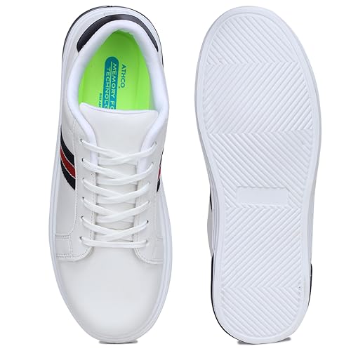 Image of ATHCO mens Milan Sneaker|Memory Foam Comfort|Laceup|Casual Shoes for Men|Soft Trendy Shoes For men|Fashion Sneaker|Genz|Millennials|Alpha|Footwear|Lightweight|EasyCare|Comfortable|Dailyuse|Extrasoft|SlipResistant|Durable|EasyCare|Shoes For Men's & Boy's
