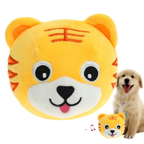 Pelota para mascotas para perros – Pelota giratoria de peluche recargable por USB | Juguete de perro que habla en movimiento | Juguete electrónico lavable de peluche de tigre de dibujos animados para