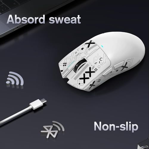 Image of ATTACK SHARK Mouse Anti-Slip Grip Tape for Superlight Wireless Gaming Mice,Universal Fit, Sweat-Resistant, Elastic Side Grips, Effortless Application, Ultra-Thin Design (0.5mm /0.02in)- White