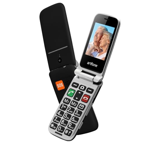 artfone CF241A Negro-gsm Teléfono móvil de Tapa para Mayores丨Botones y Teclas Grandes丨Teléfono móvil para Ancianos de Pantalla 2,4' 丨Llamada Rápida丨Cámara丨Botón SOS丨Bateria 1300mAh丨Doble SIM丨Bluetooth