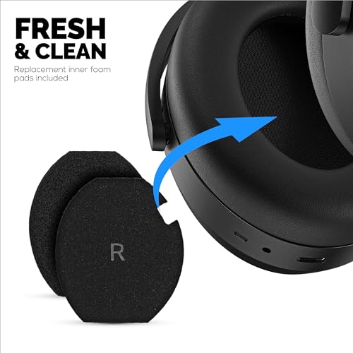 Image of Replacement Earpads for Sennheiser Momentum 4 (IV) Wireless Headphones, Soft PU Leather Cushions, Extra Comfort, Easy & Quick Installation, by Brainwavz (Black)