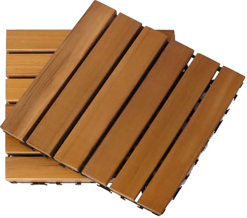 Image of Sauna Mat Canadian Red Cedar 10PCS Set , Traditional & Infrared Sauna Accessory, 12.1*12.1*0.75In, 880LBS Load 1 Capacity Thick PVC for Outdoor & Indoor, Patio Garden, Balcony, Poolside (B)