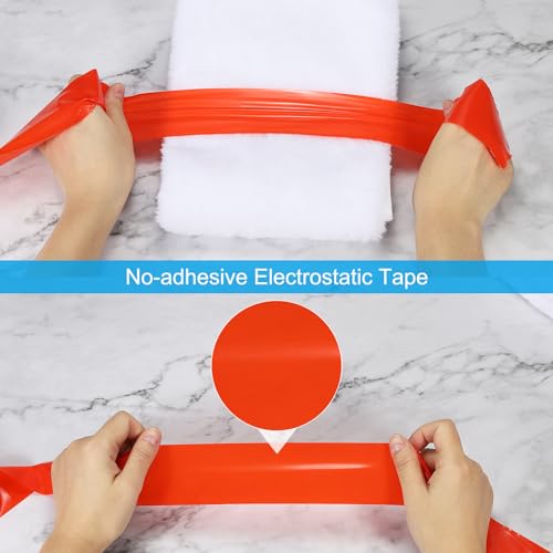Image of PATIKIL Non Stick Static Tapes 2 in x 50 Ft, 3 Roll Duct Tape No Glue Electrostatic Adsorption Tape for Organizing Cables Securing Crafts, Pink