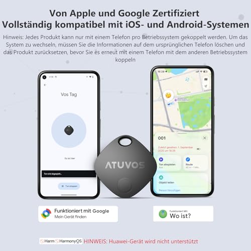ATUVOS Air Tag Pro Smart Tags Tracker für Android & iOS, Neu Dual-System Schlüsselfinder kompatibel mit Google Mein Gerät finden or Apple… – Ansicht 2