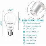 Venforze Bayonet Light Bulbs, 9W(Equivalent to 60W) 6000K Cool White B22 LED Bulb, 940LM A60 Bayonet Bulbs, Non Dimmable BC GLS Energy Saving Light Bulbs, Pack of 6 - Image 6