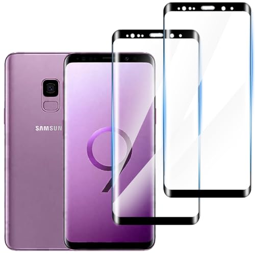 Image of Hirshen [2 pieces] Tempered glass screen protector for Samsung Galaxy S9, HD clear screen protector, 3D full coverage, scratch-resistant, super clear film, hardness rating 9H